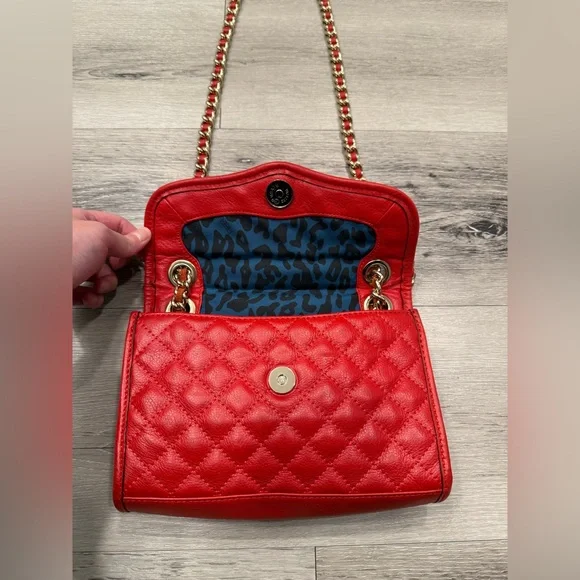 REBECCA MINKOFF Mini Studded/Quilted ‘Affair’ Chain Strap Bag Red w/ Gold Studs - Picture 8 of 11